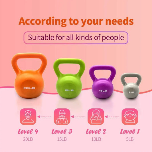 Vinyl Kettlebell Set (5lb–20lb)