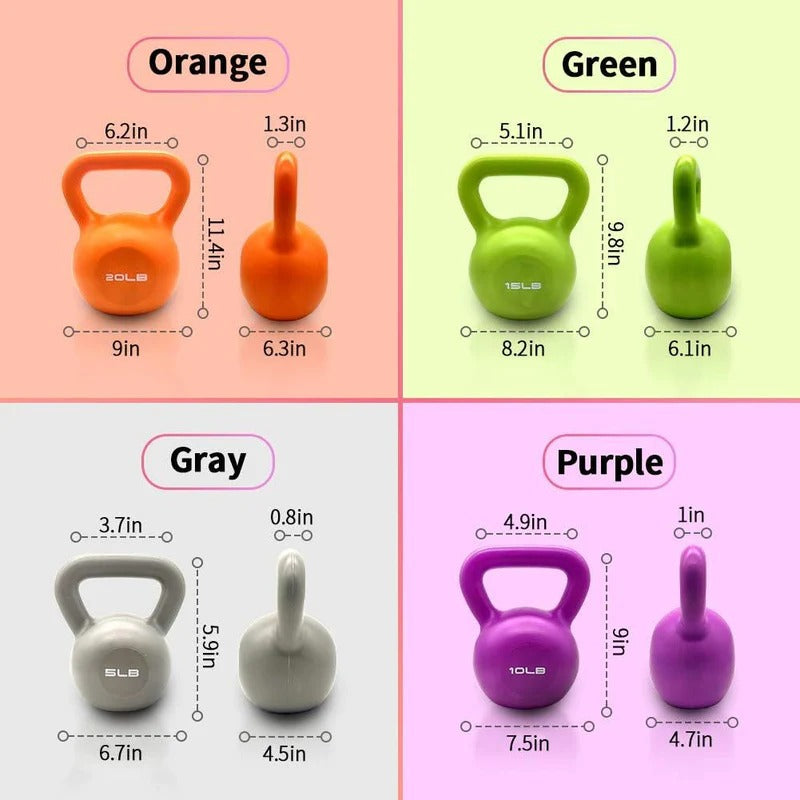 Vinyl Kettlebell Set (5lb–20lb)